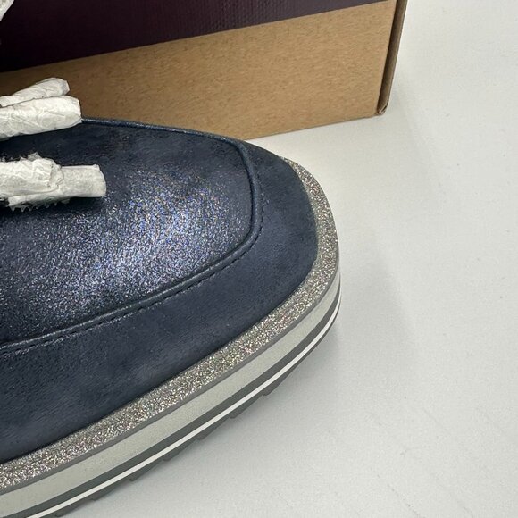 Johnston & Murphy Gracelyn Navy Metallic Tassel Platform Loafer Size 8.5 - Picture 5 of 6